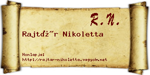 Rajtár Nikoletta névjegykártya